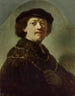 Selvportræt med sort kasket - Rembrandt van Rijn — visning af kunstværket