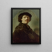 Selvportræt med sort kasket - Rembrandt van Rijn — indrammet kunstværk på væggen