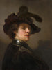 Tronie af en mand med hat med fjer - Rembrandt van Rijn — visning af kunstværket
