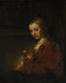 Kvinde med en rose - Rembrandt van Rijn — visning af kunstværket