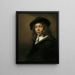 Unge mand med sort hat - Rembrandt van Rijn — indrammet kunstværk på væggen