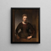 Unge kvinde ved en halvåben dør - Rembrandt van Rijn — indrammet kunstværk på væggen