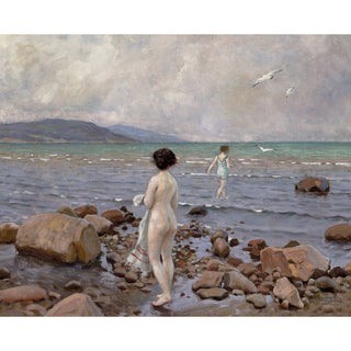 Reproduction Deux baigneuses sur une plage rocheuse - Paul Fischer