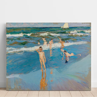 Reproduction Enfants dans la mer, plage de Valence - Joaquín Sorolla
