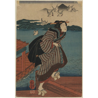Reproduction Femme sur le quai - Utagawa Kuniyoshi