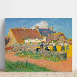 Reproduction Le battage du blé au village - Henry Moret