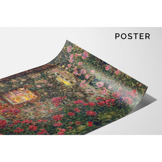 Reproduction Maison extérieure parmi les roses - Henri Le Sidaner