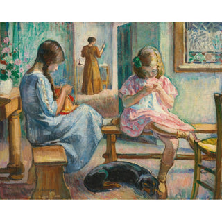 Reproduction Marthe et Nono Cousant dans un Intérieur - Henri Lebasque