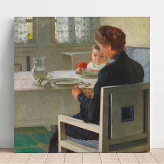 Reproduction Mère et enfant à table Au petit-déjeuner - Carl Moll