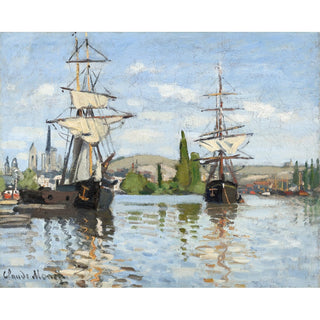 Reproduction Navires à cheval sur la Seine à Rouen de Claude Monet