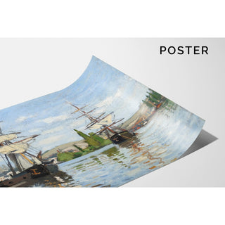 Reproduction Navires à cheval sur la Seine à Rouen de Claude Monet
