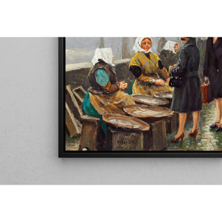 Reproduction Trois jeunes dames achètent du poisson frais à Gammel Strand - Paul Fischer