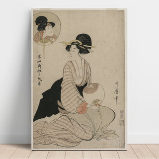 Reproduction Une femme attirante ressemblant à l'acteur Iwai Hanshiro - Kitagawa Utamaro