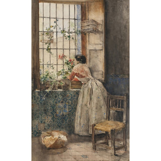 Reproduction Valencienne à la grille - Joaquín Sorolla