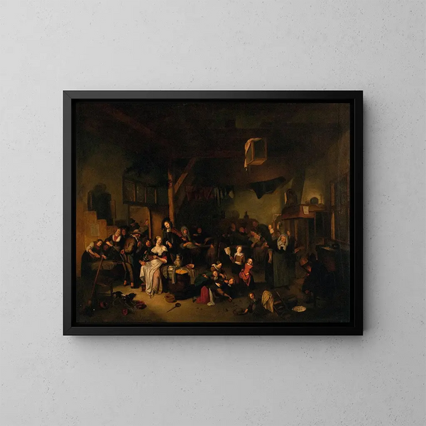 Taverne-scene - Richard Brakenburgh — indrammet kunstværk på væggen