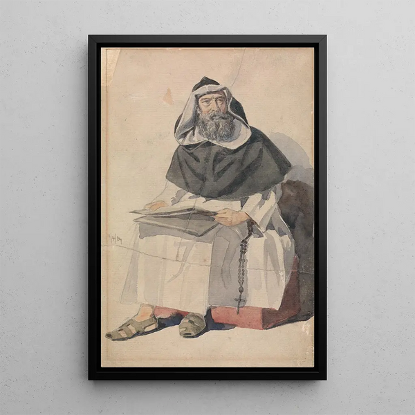 Portrait af en munk - Richard Dadd — indrammet kunstværk på væggen