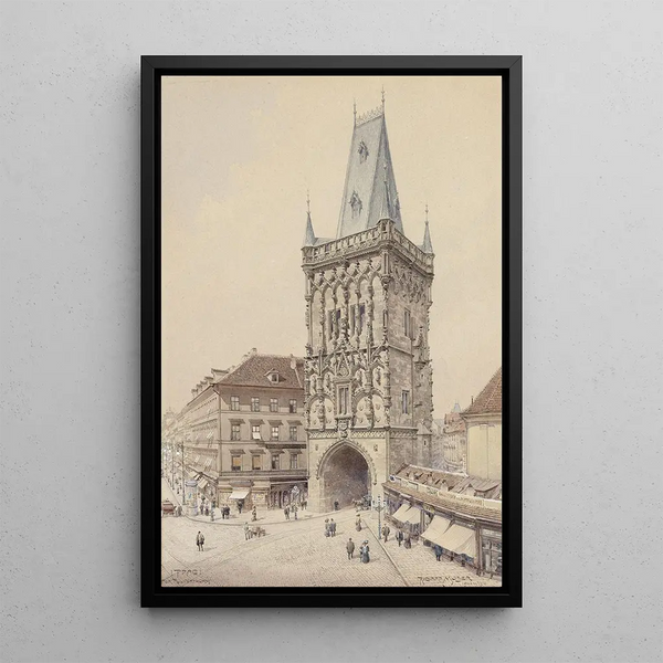 Prague Tour Poudrière - Richard Moser — indrammet kunstværk på væggen