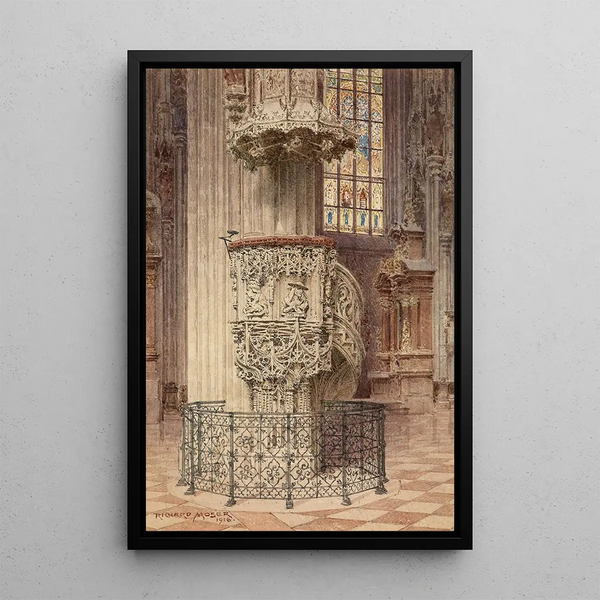 Cathédrale Saint-Étienne Chaire de Pilgram - Richard Moser — indrammet kunstværk på væggen