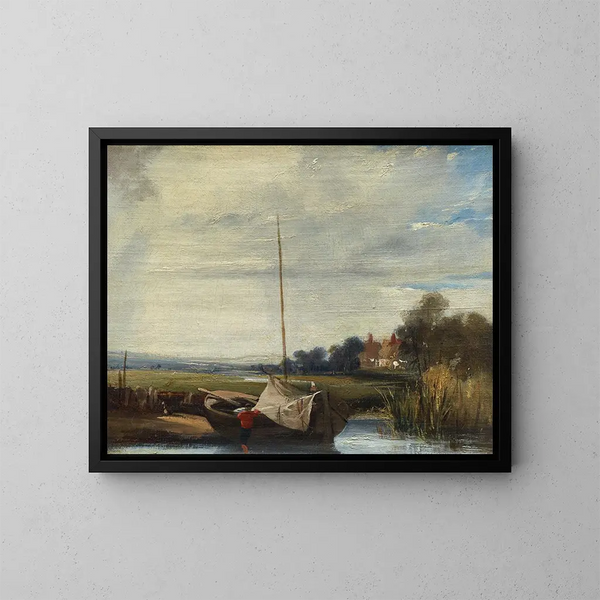 En flod i Normandiet - Richard Parkes Bonington — indrammet kunstværk på væggen