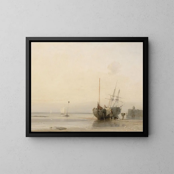 Jetée de Calais, Frankrig - Richard Parkes Bonington — indrammet kunstværk på væggen