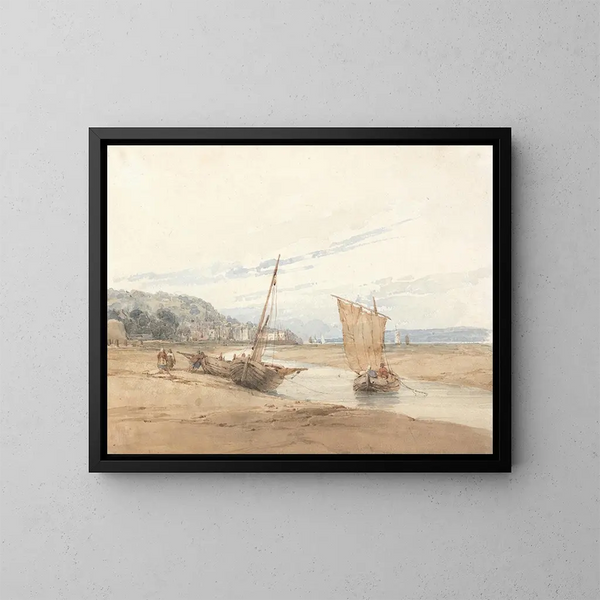 nær Honfleur - Richard Parkes Bonington — indrammet kunstværk på væggen
