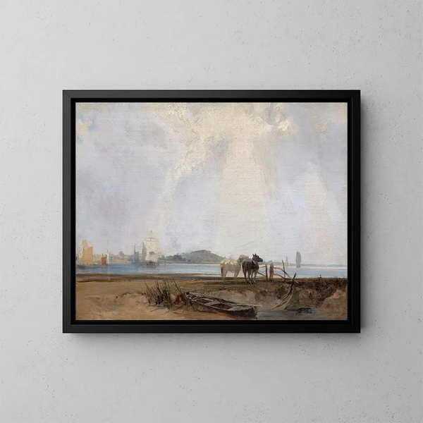 nær Quillebeuf - Richard Parkes Bonington — indrammet kunstværk på væggen
