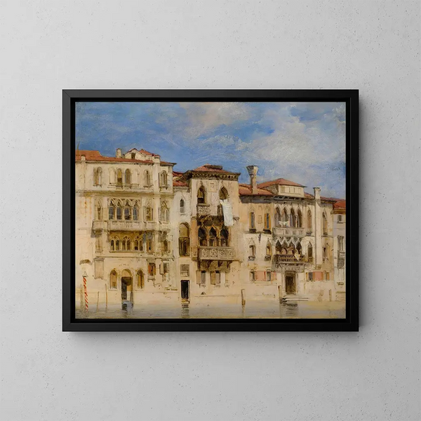 "Les palais Manolesso, Ferro, Contarini, Fasan et Venier sur le Grand Canal à Venise" af Richard Parkes Bonington — indrammet kunstværk på væggen