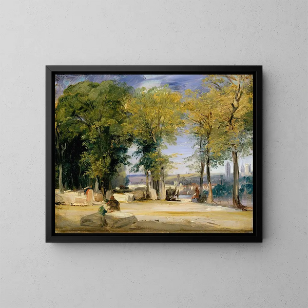 Vue nær Rouen - Richard Parkes Bonington — indrammet kunstværk på væggen