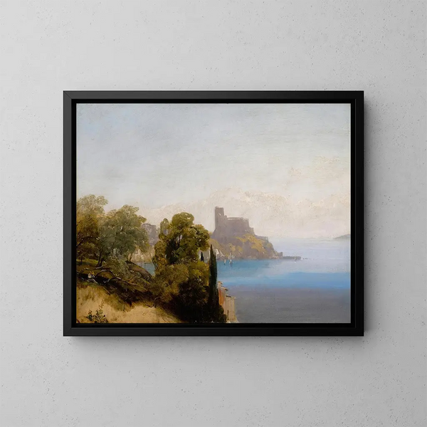 Vue de Lerici avec le baron Charles Rivet esquissant au premier plan - Richard Parkes Bonington — indrammet kunstværk på væggen