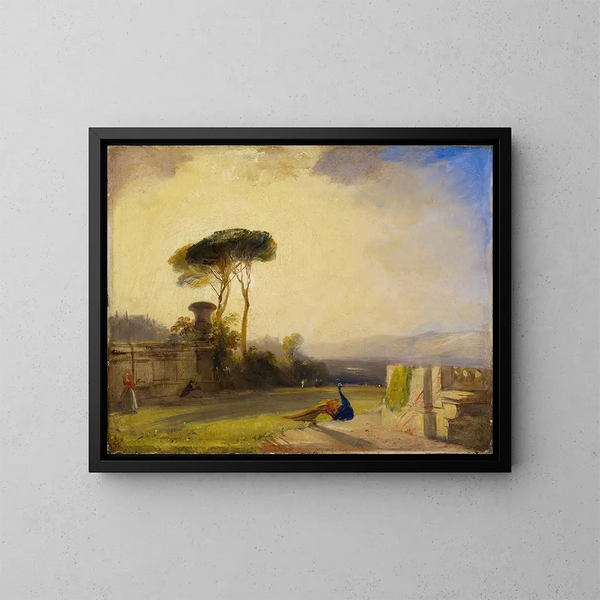Vue sur les jardins d'une villa près de Florence - Richard Parkes Bonington — indrammet kunstværk på væggen
