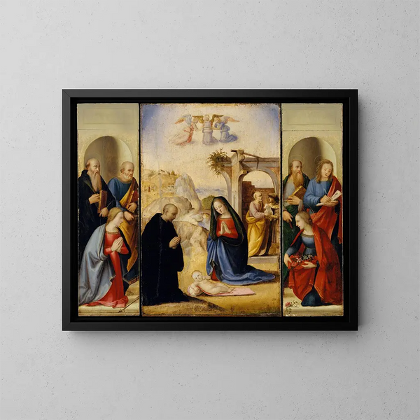 La Nativité avec des saints - Ridolfo Ghirlandaio — indrammet kunstværk på væggen