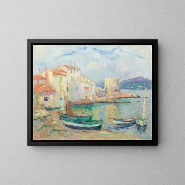 Vieux port de Saint-Tropez - Robert Antoine Pinchon — indrammet kunstværk på væggen
