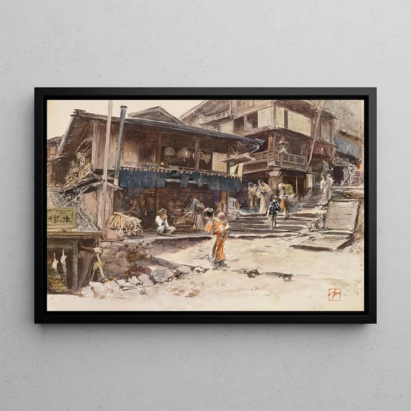 En gade i Ikao, Japan - Robert Frederick Blum — indrammet kunstværk på væggen