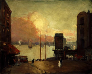 Cumulus skyer over East River - Robert Henri — visning af kunstværket