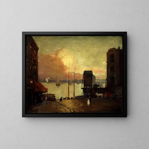 Cumulus skyer over East River - Robert Henri — indrammet kunstværk på væggen