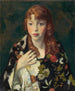 Edna Smith i en japansk wrap - Robert Henri — visning af kunstværket