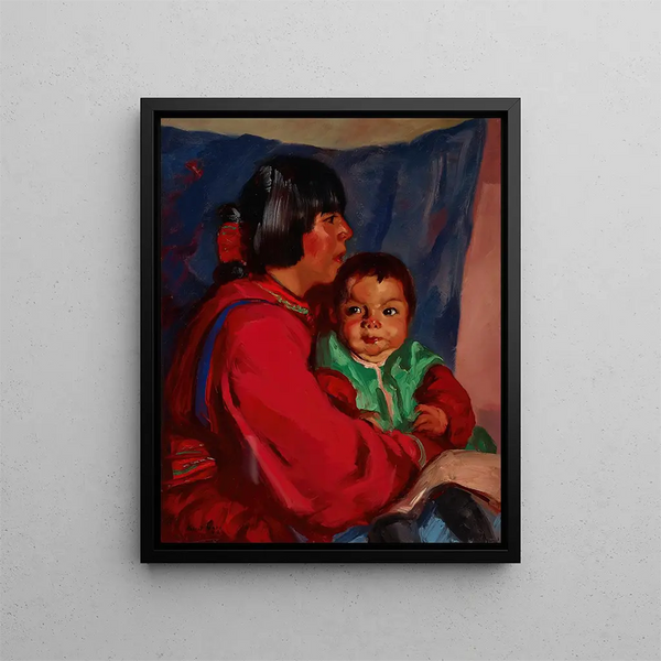 Maria og baby - Robert Henri — indrammet kunstværk på væggen