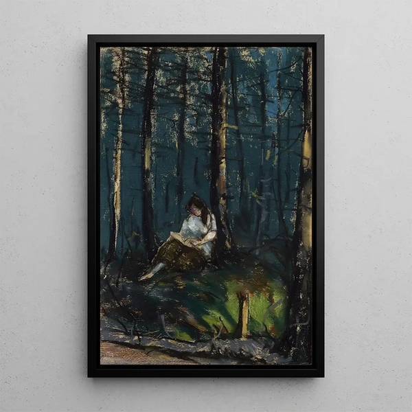 Le lecteur dans la forêt - Robert Henri — indrammet kunstværk på væggen