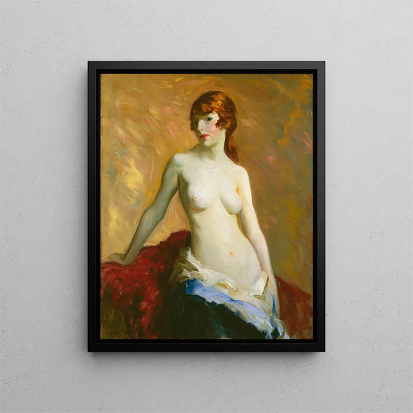 Den unge pige - Robert Henri — indrammet kunstværk på væggen