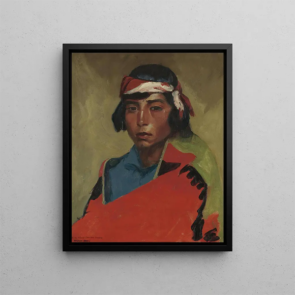 den unge dreng fra Tesuque-landsbyen - Robert Henri — indrammet kunstværk på væggen