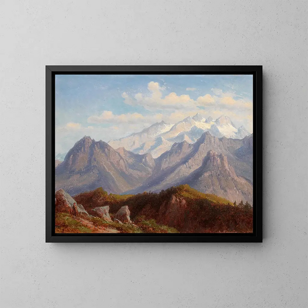 Vue du Schafberg sur le Dachstein - Robert Kummer — indrammet kunstværk på væggen