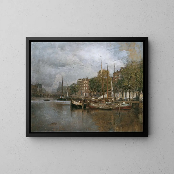 Canal i Rotterdam - Robert Russ — indrammet kunstværk på væggen