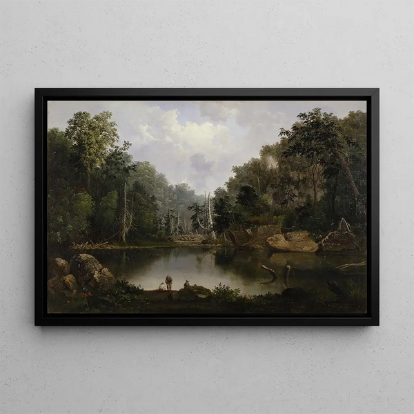 Trou blå, flodvandsstigning, Little Miami-floden - Robert S. Duncanson — indrammet kunstværk på væggen