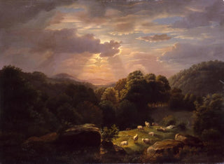 Landskabsmaleri med får - Robert S. Duncanson — visning af kunstværket