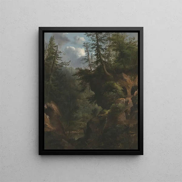 Les grottes - Robert S. Duncanson — indrammet kunstværk på væggen