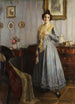 Unge kvinde i et Biedermeier-indretningsrum - Robert Scheffer — visning af kunstværket