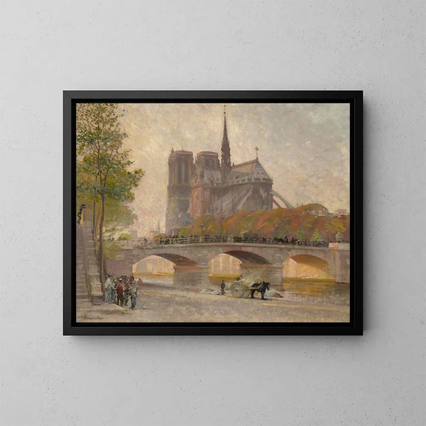 Notre-Dame de Paris - Robert William Vonnoh — indrammet kunstværk på væggen