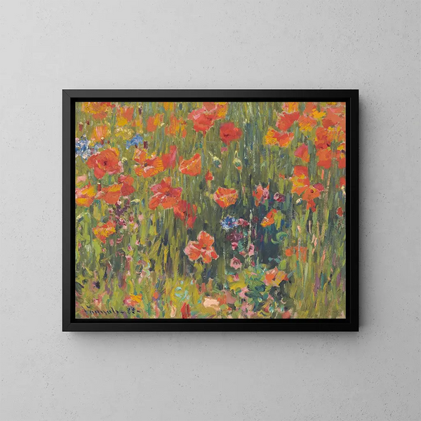 Valmuer - Robert William Vonnoh — indrammet kunstværk på væggen