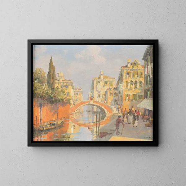 Canal i Venedig - Roberto Iras Baldessari — indrammet kunstværk på væggen