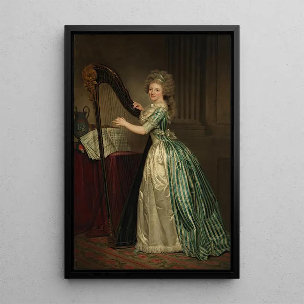Selvportræt med en harpe - Rose-Adélaïde Ducreux — indrammet kunstværk på væggen